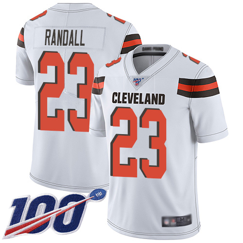 Cleveland Browns Damarious Randall Men White Limited Jersey 23 NFL Football Road 100th Season Vapor Untouchable
